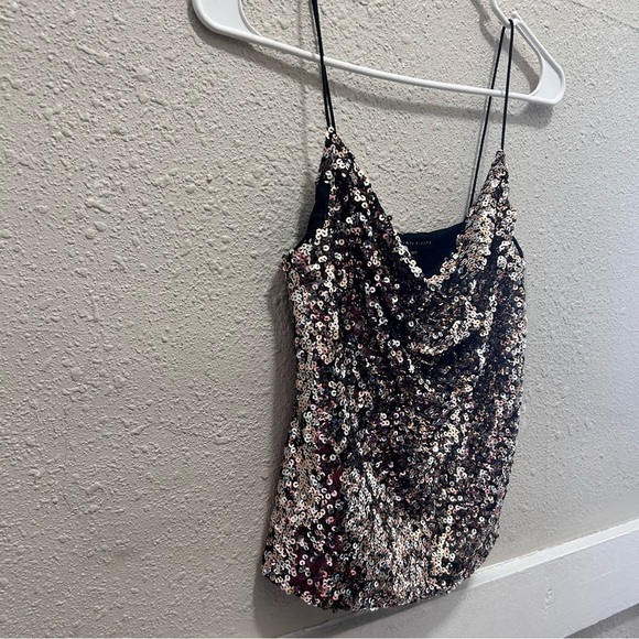 Thirty Thirty Sequin Drape Neck Tank Crop Top NWT - Picture 2 of 6
